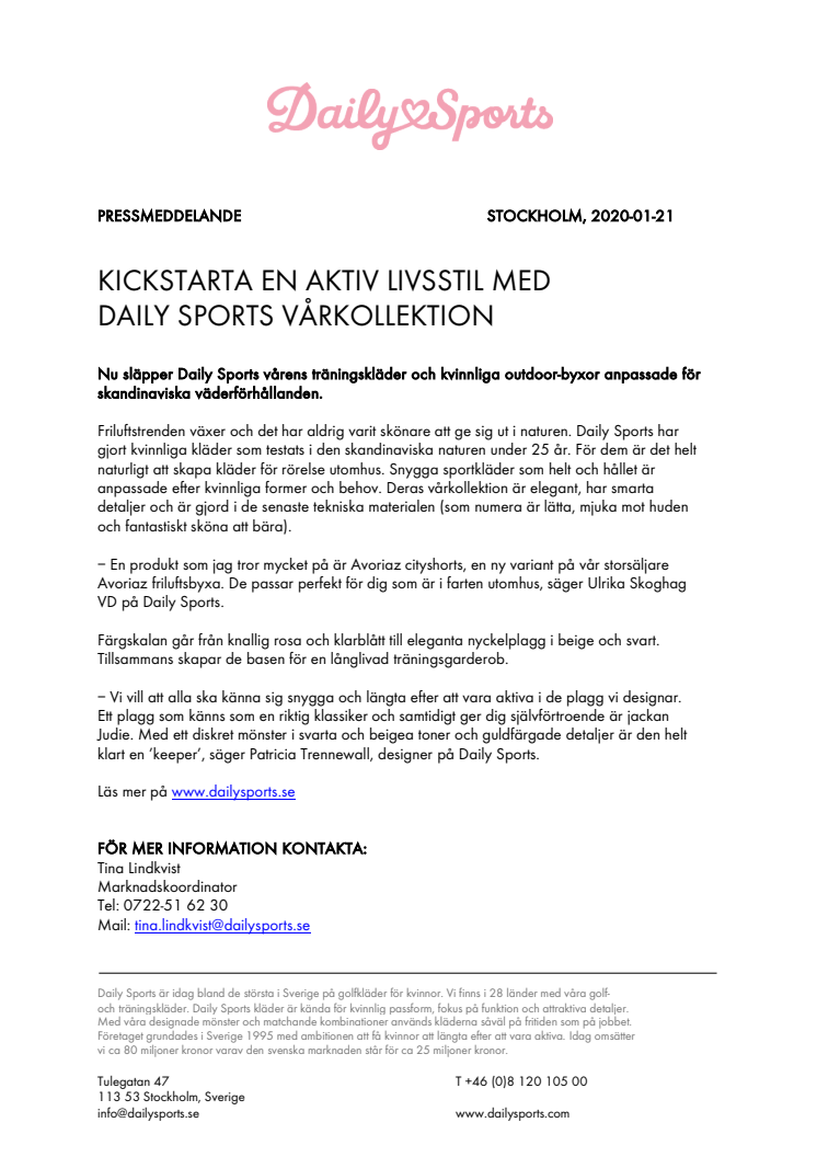 KICKSTARTA EN AKTIV LIVSSTIL MED  DAILY SPORTS VÅRKOLLEKTION