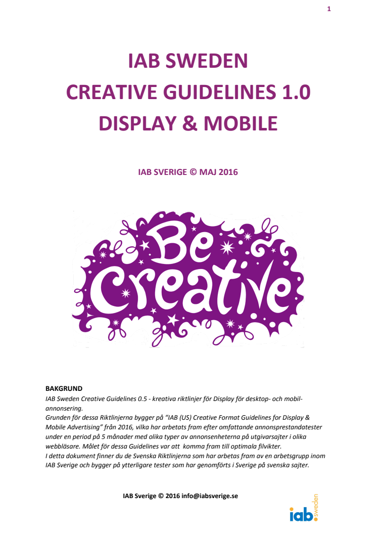 IAB Sverige Creative Guidelines 1.0