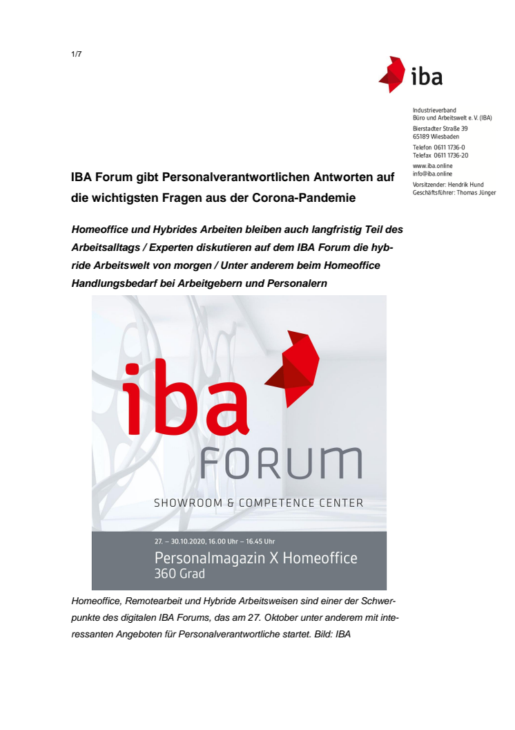 IBA Forum gibt Personalverantwortlichen Antworten auf die wichtigsten Fragen aus der Corona-Pandemie