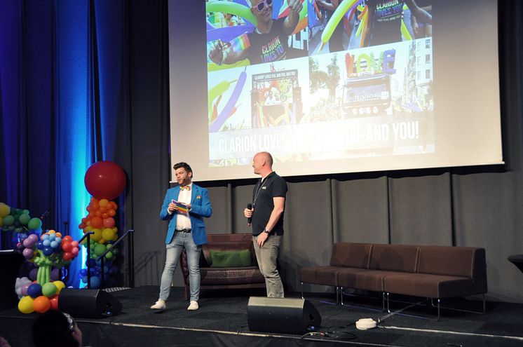 Invigningsevent på Clarion Hotel, här med Christian Gerdes Festivalchef Stockholm Pride.