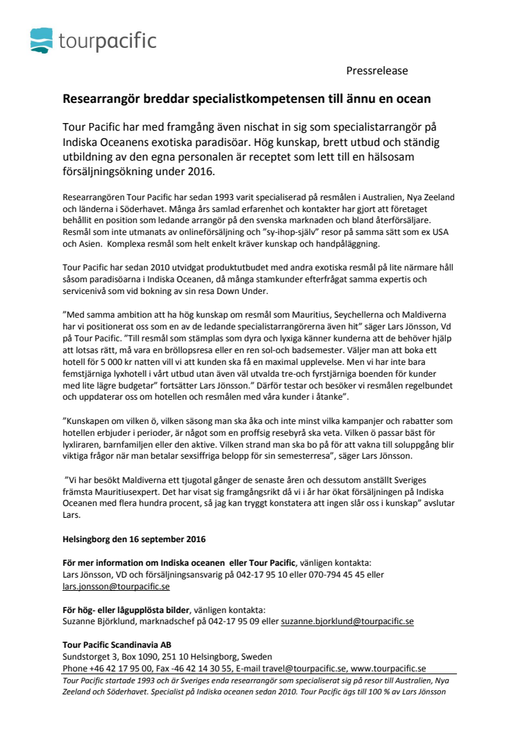 Researrangör breddar specialistkompetensen till ännu en ocean