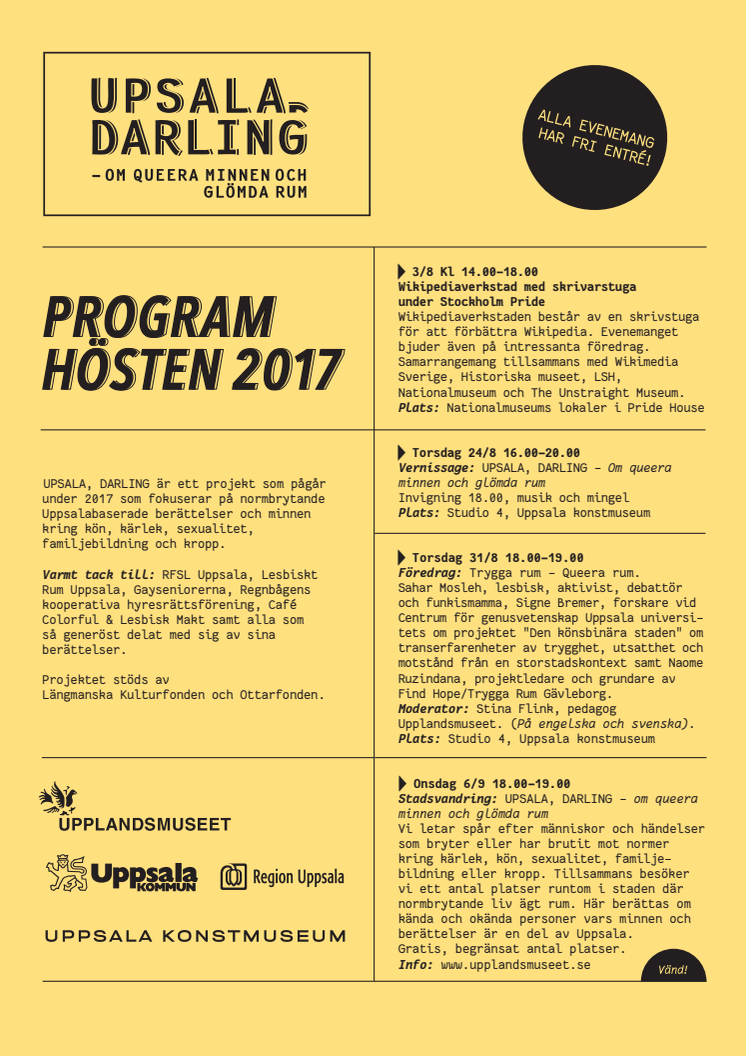 UPSALA, DARLING - programblad hösten 2017