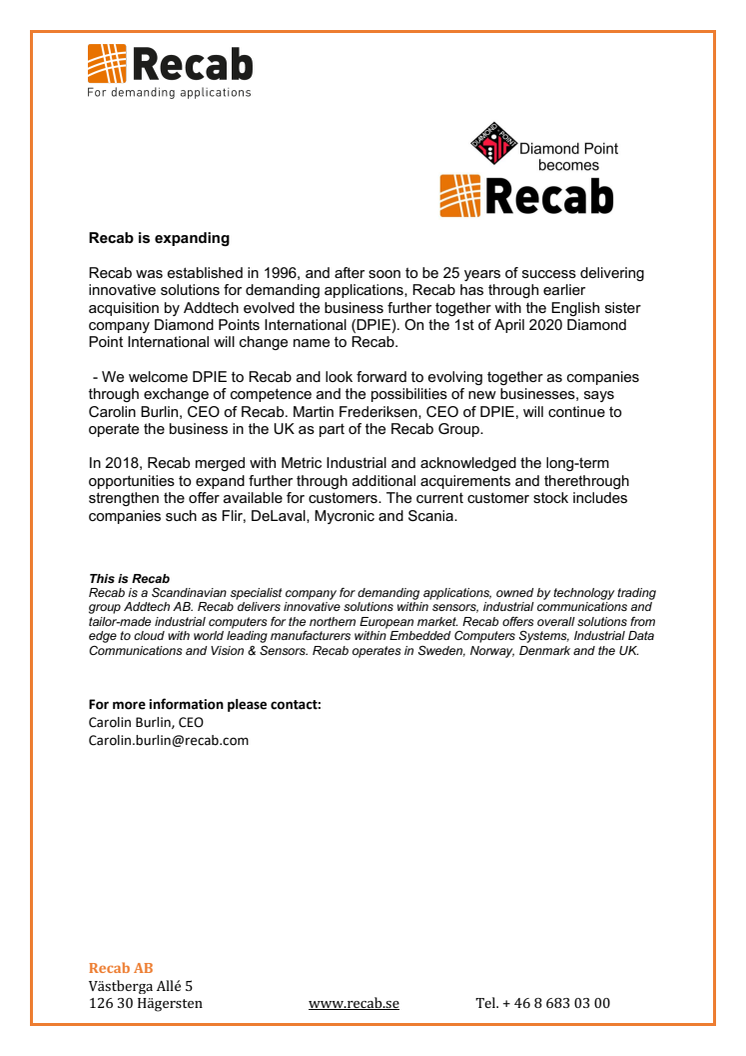 Recab is expanding 