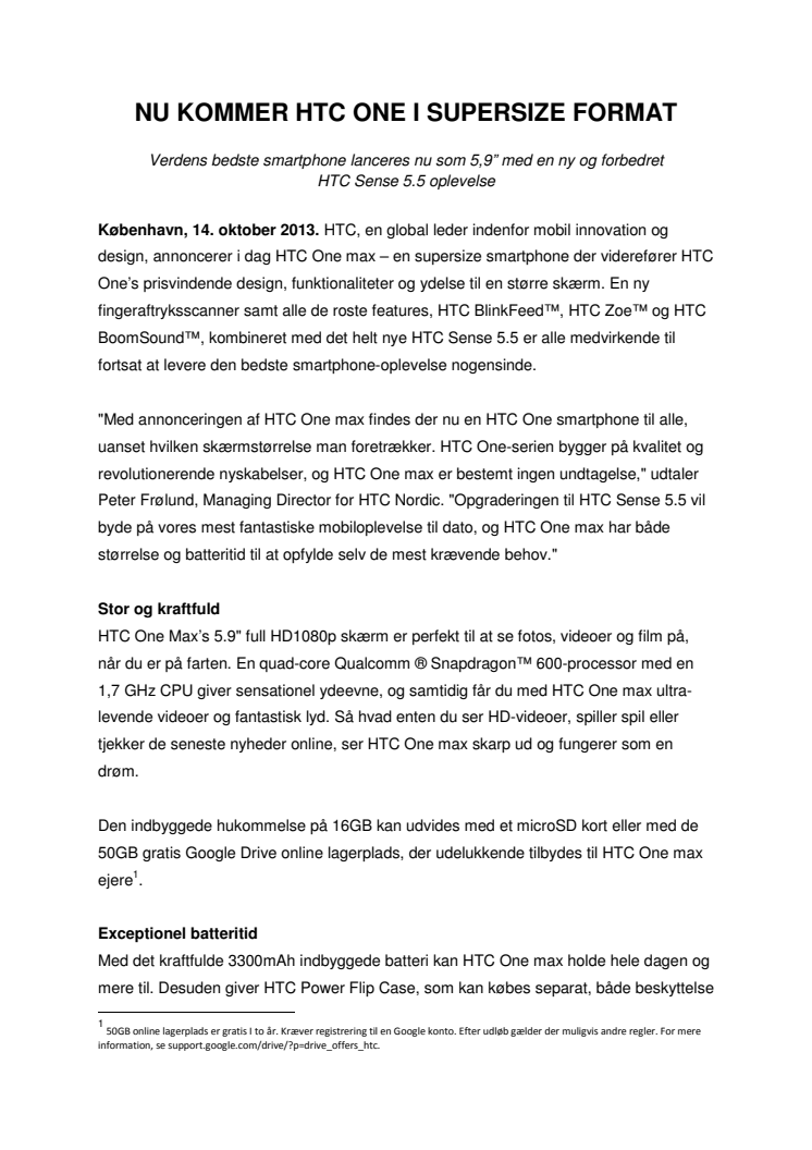 NU KOMMER HTC ONE I SUPERSIZE FORMAT