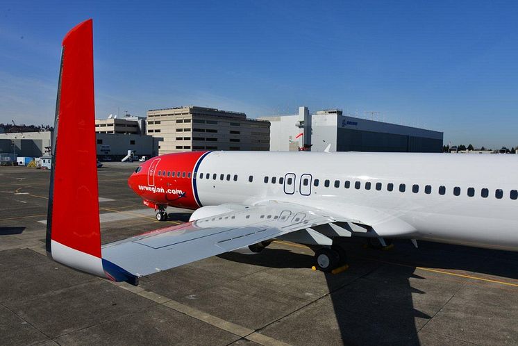 Norwegian's aircraft LN-NGJ at Boeing Field at delivery March 5 2013