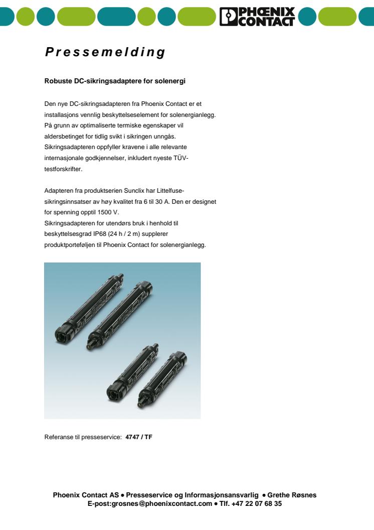 Robuste DC-sikringsadaptere for solenergi