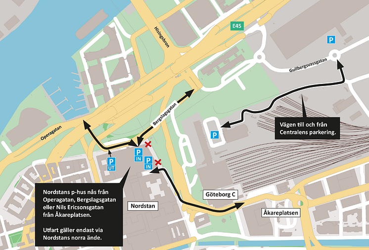 Vägarna till Nordstans p-hus och Centralens parkering.png