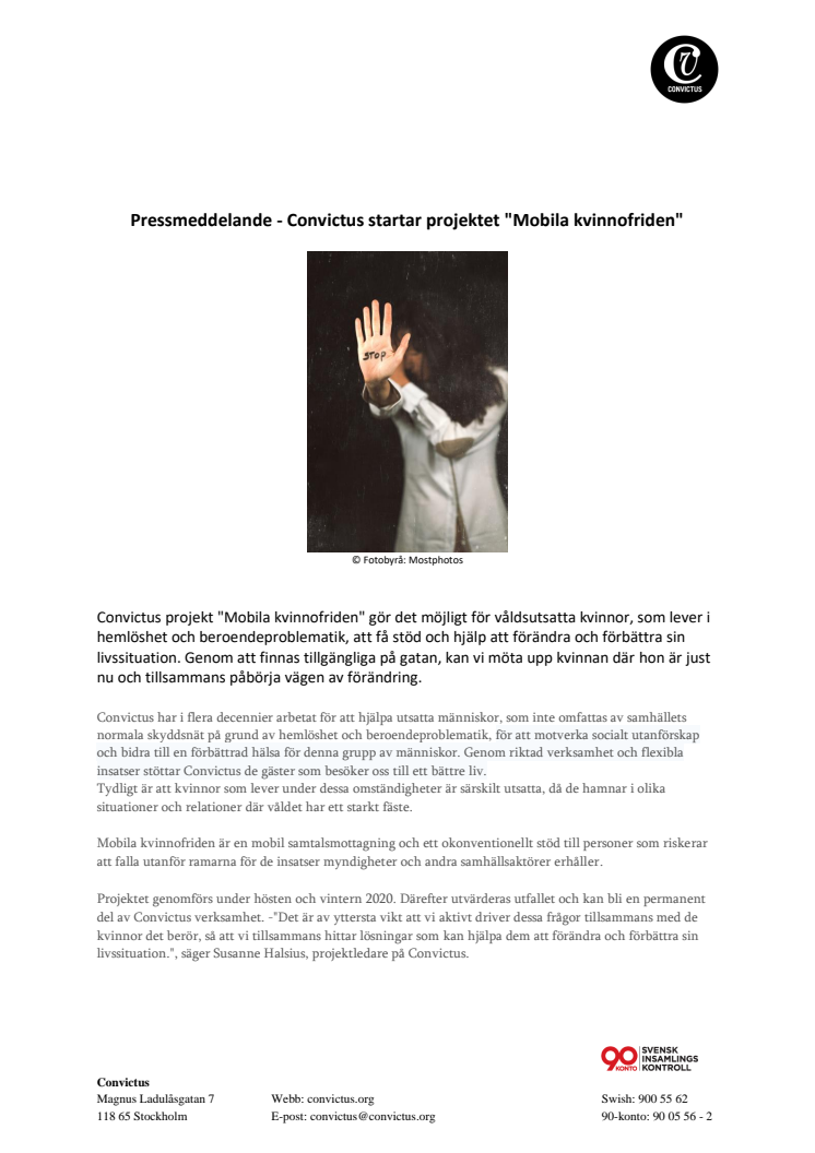Convictus startar projektet "Mobila kvinnofriden"!