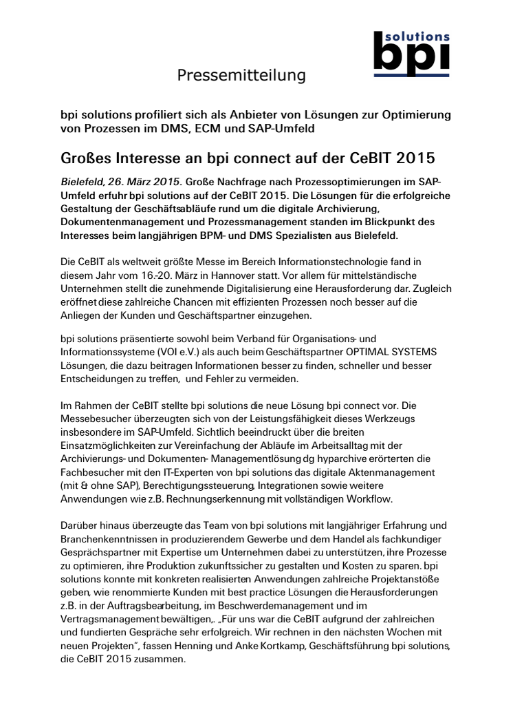 Großes Interesse an bpi connect auf der CeBIT 2015
