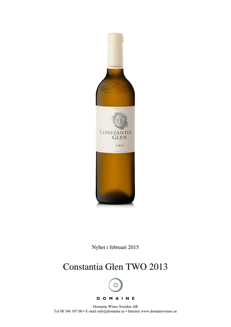 Exklusiv lansering från Constantia - endast 1200 flaskor!