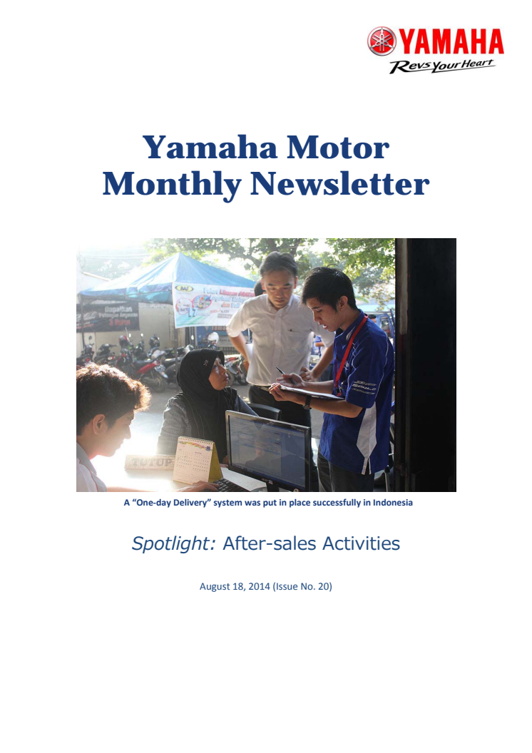 Yamaha Motor Monthly Newsletter No.20 (Aug.2014) After-sales Activities