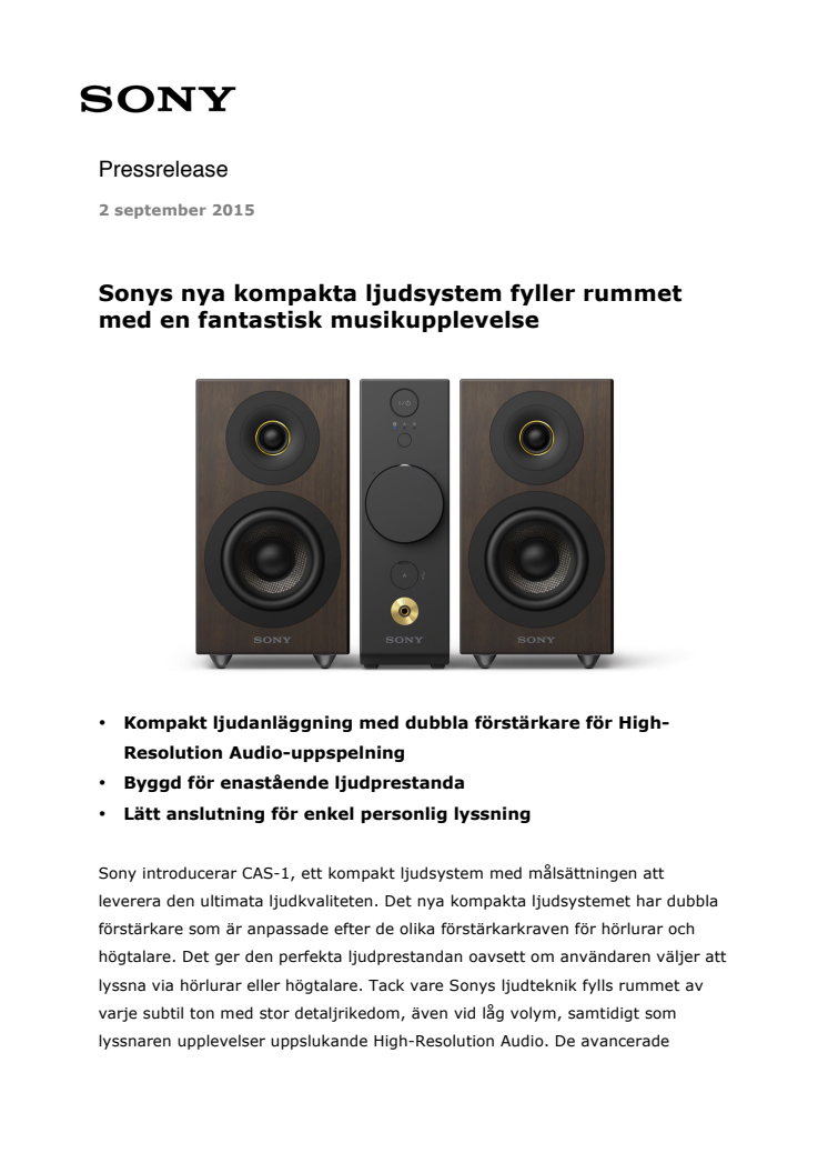 Sonys nya kompakta ljudsystem fyller rummet med en fantastisk musikupplevelse