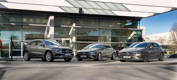 Tre nya laddhybrider i kompaktklassen från Mercedes-Benz