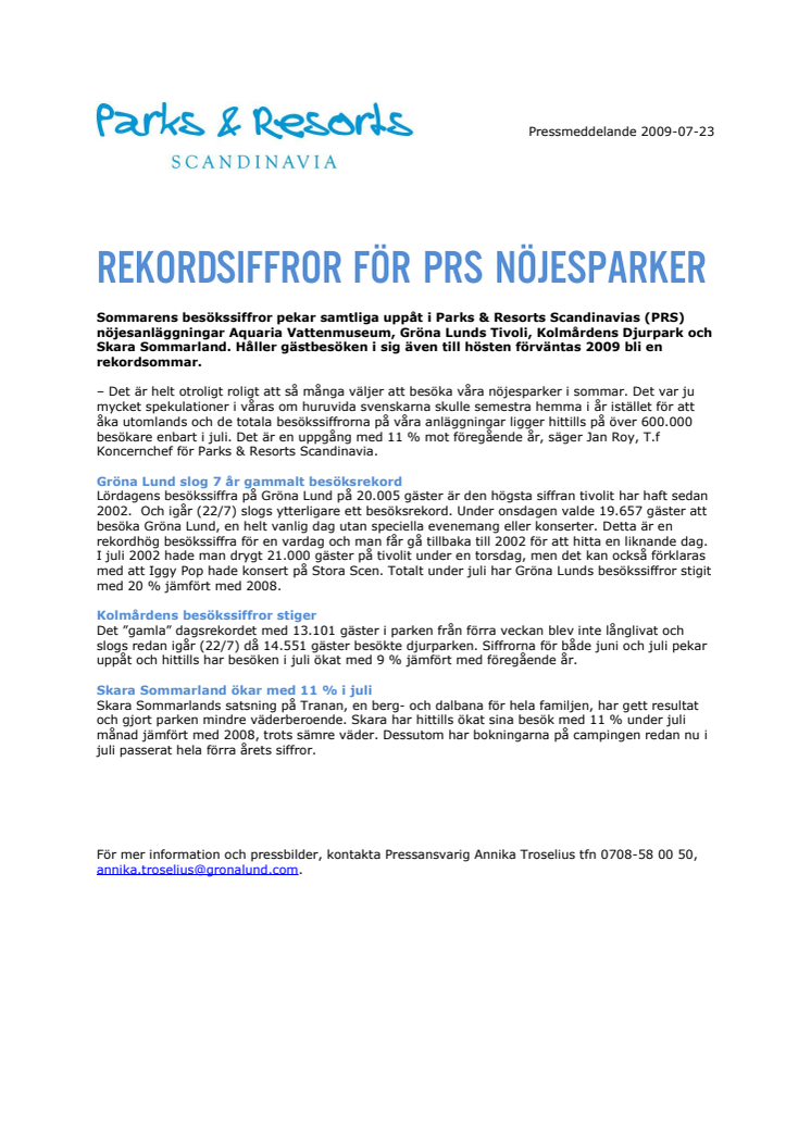 Rekordsiffror för Parks & Resorts nöjesparker