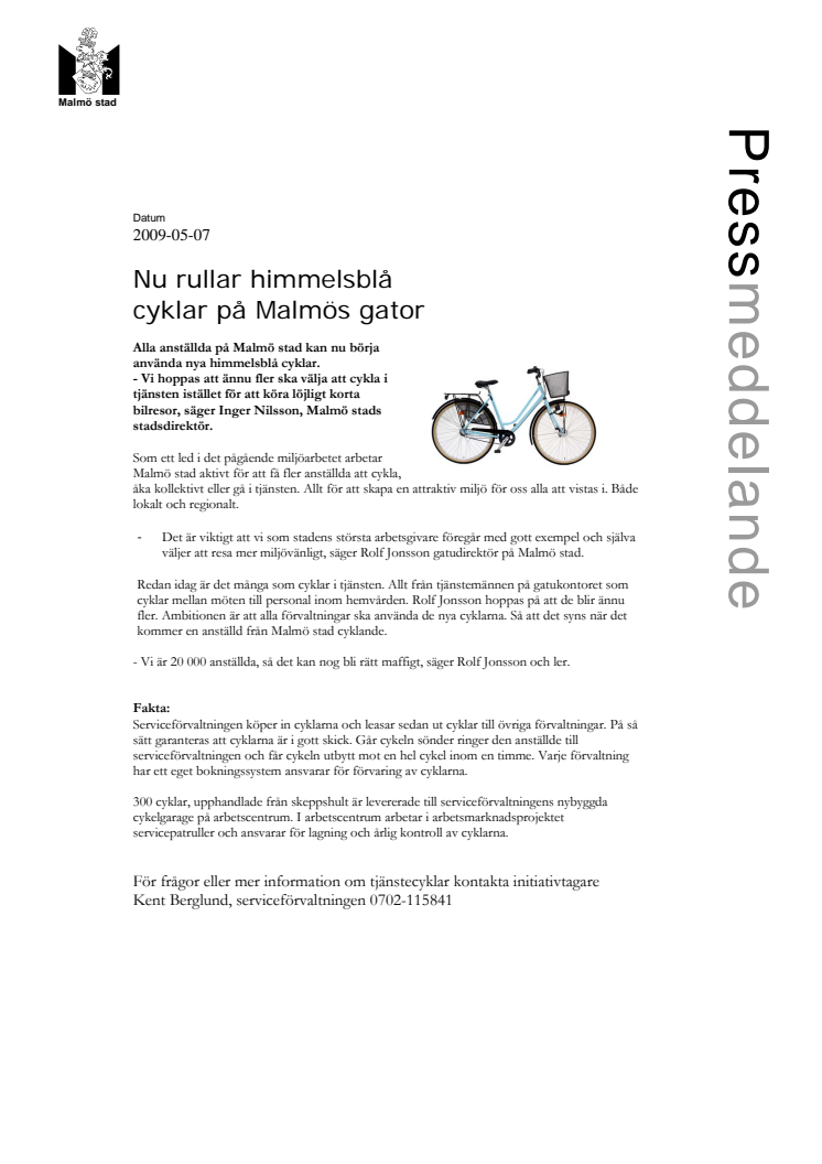 Nu rullar himmelsblå cyklar i Malmö 