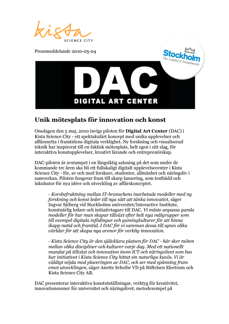 DAC - unik mötesplats för innovation och konst 