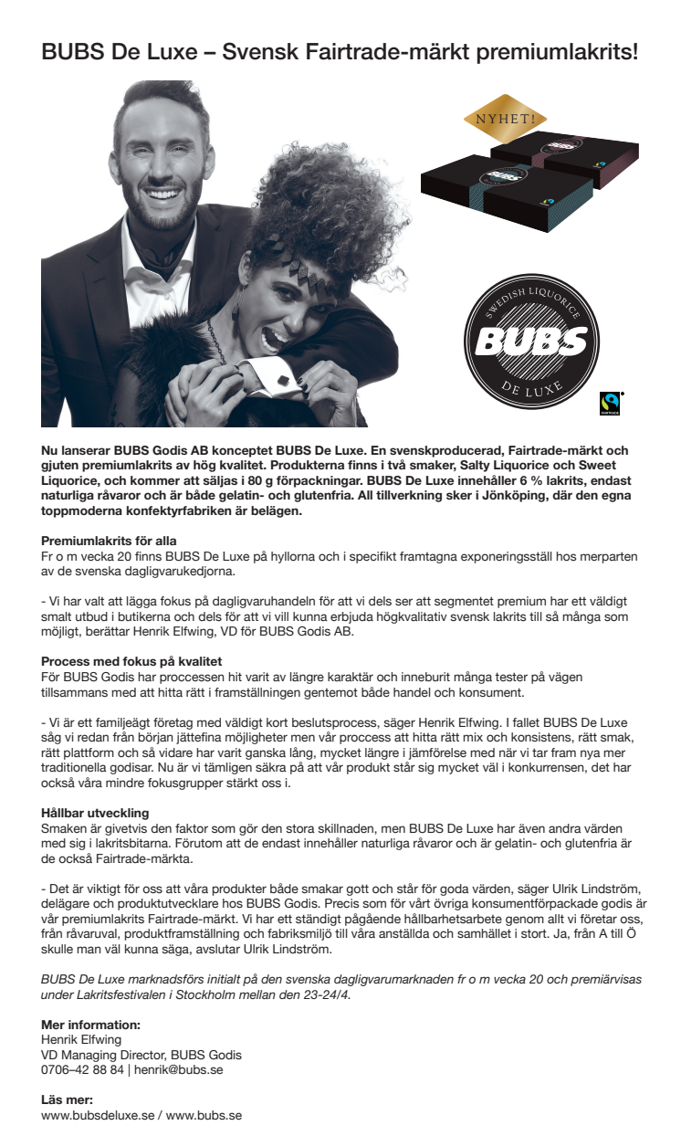 BUBS De Luxe – Svensk Fairtrade-märkt premiumlakrits!