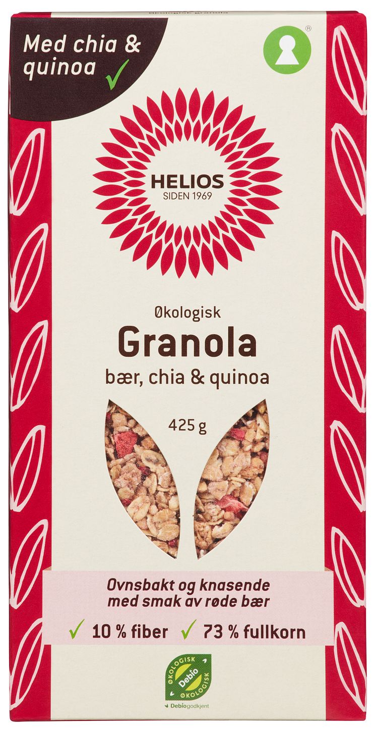 Helios granola med bær, chia og quinoa økologisk