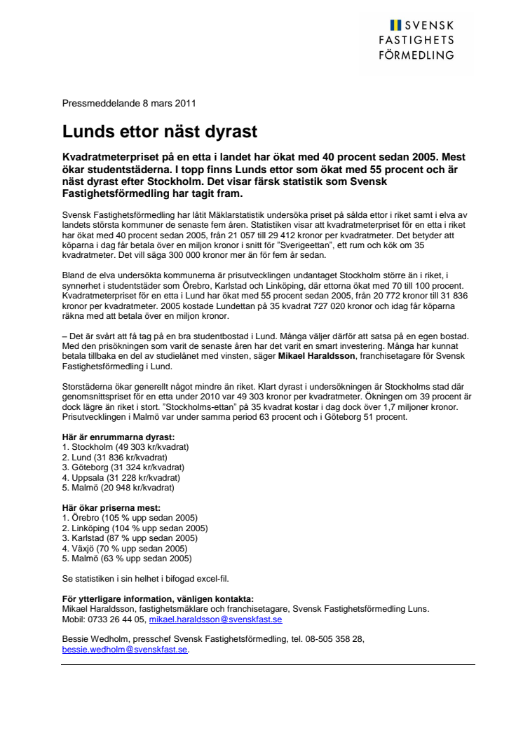 Lunds ettor näst dyrast