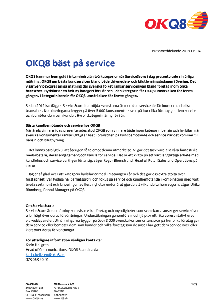 OKQ8 bäst på service 