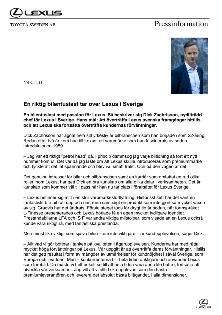 Lexus Sverige får ny chef