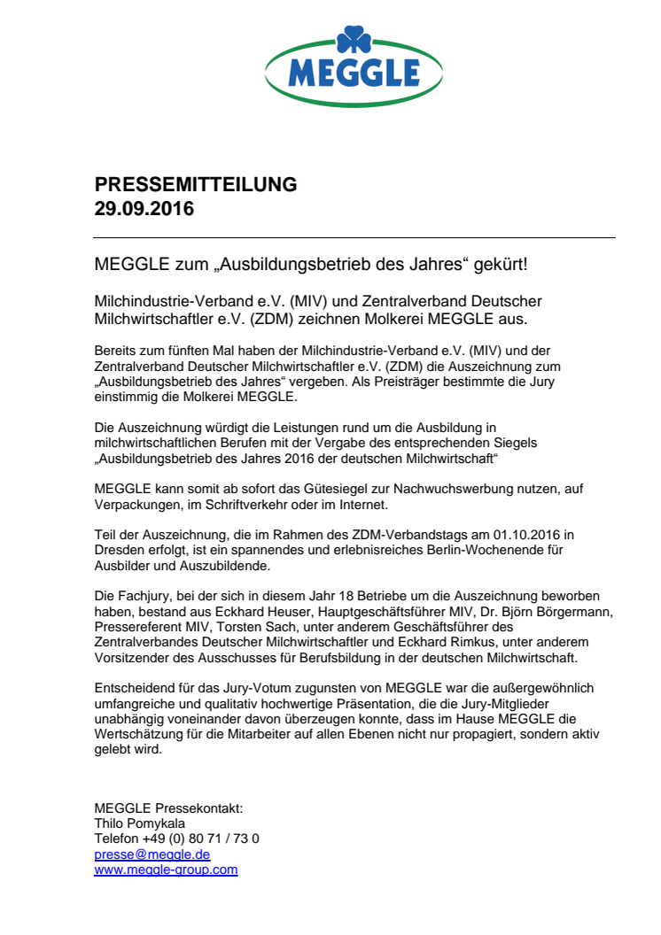 ​MEGGLE zum „Ausbildungsbetrieb des Jahres“ gekürt!