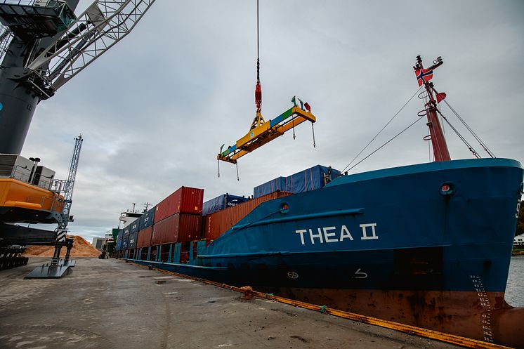 First container delivery port of Arendal 23.10.23