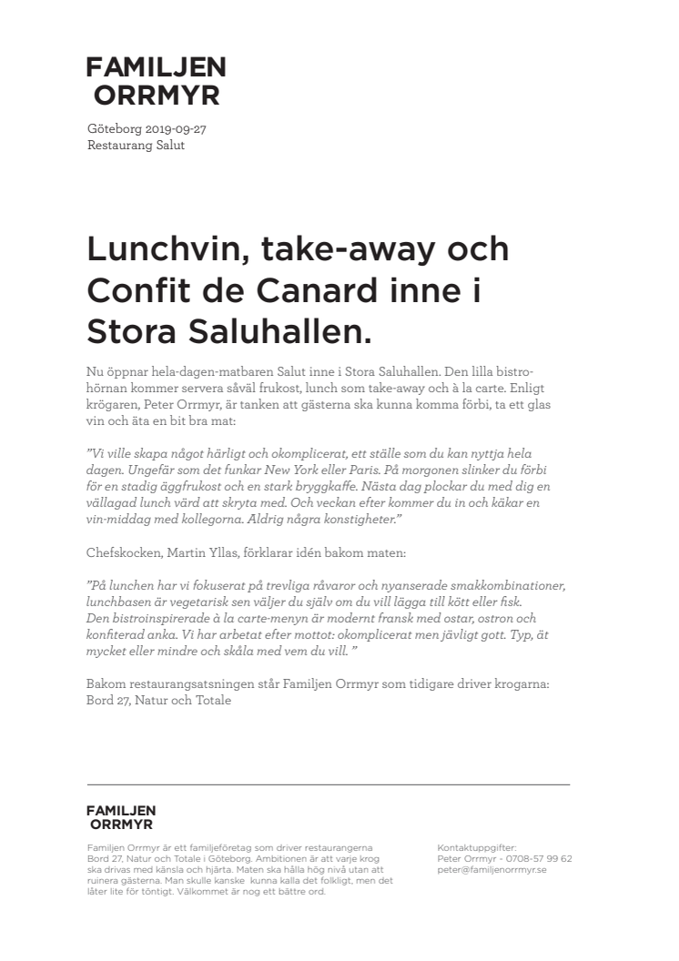 Lunchvin, take-away och Confit de Canard inne i Stora Saluhallen.