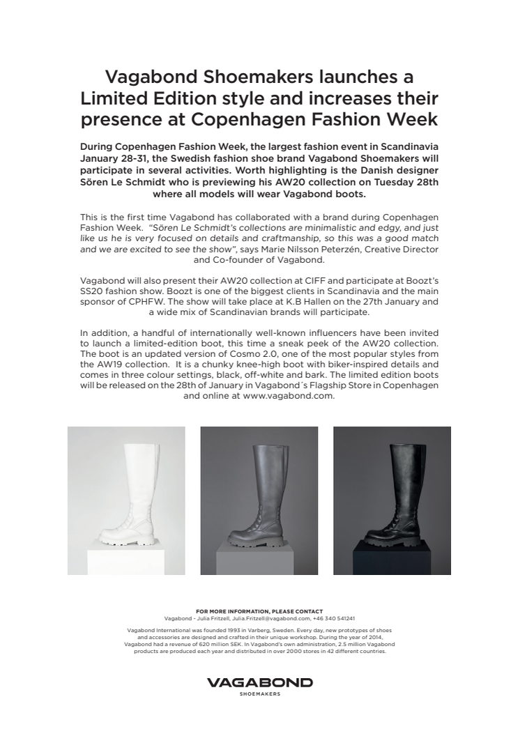 Vagabond Shoemakers launches a Limited Edition style and increases their presence at Copenhagen Fashion Week