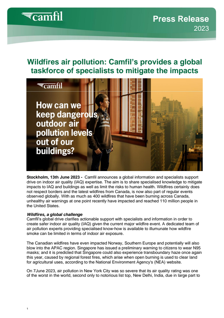 Press Release - Camfil launches support initiative around Wildfires 2023 (1).pdf