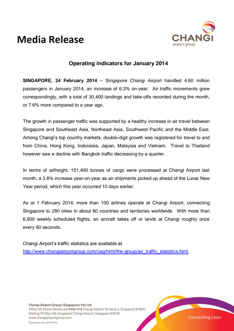 Operating Indicators for January 2014