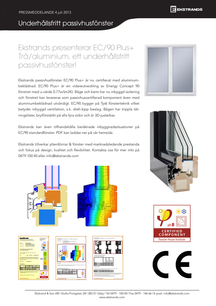 Ekstrands presenterar EC/90 Plus+ trä/aluminium, ett underhållsfritt passivhusfönster!