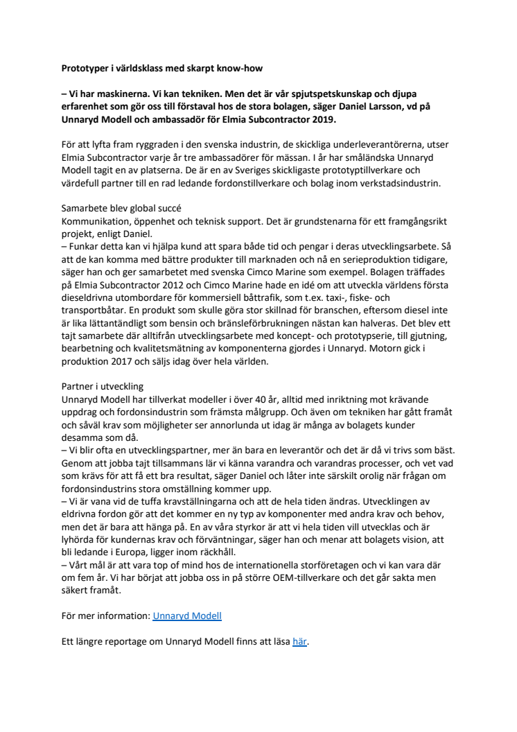 Prototyper i världsklass med skarpt know-how