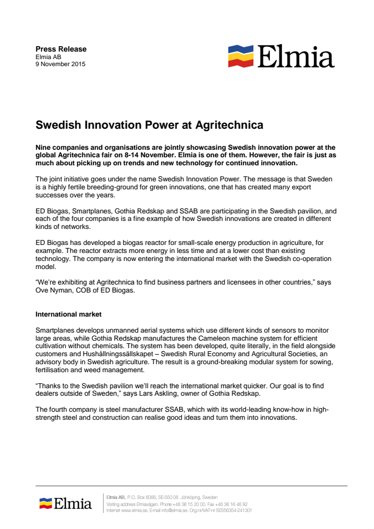 Swedish Innovation Power at Agritechnica