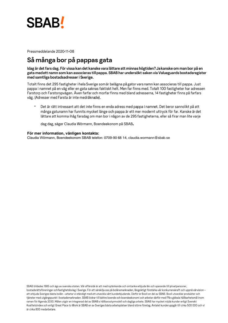 Så många bor på pappas gata