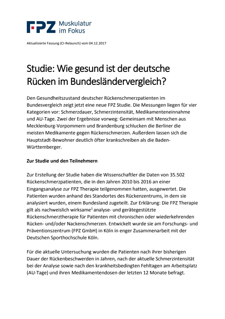 Studie: Wie gesund ist der deutsche Rücken im Bundesländervergleich?