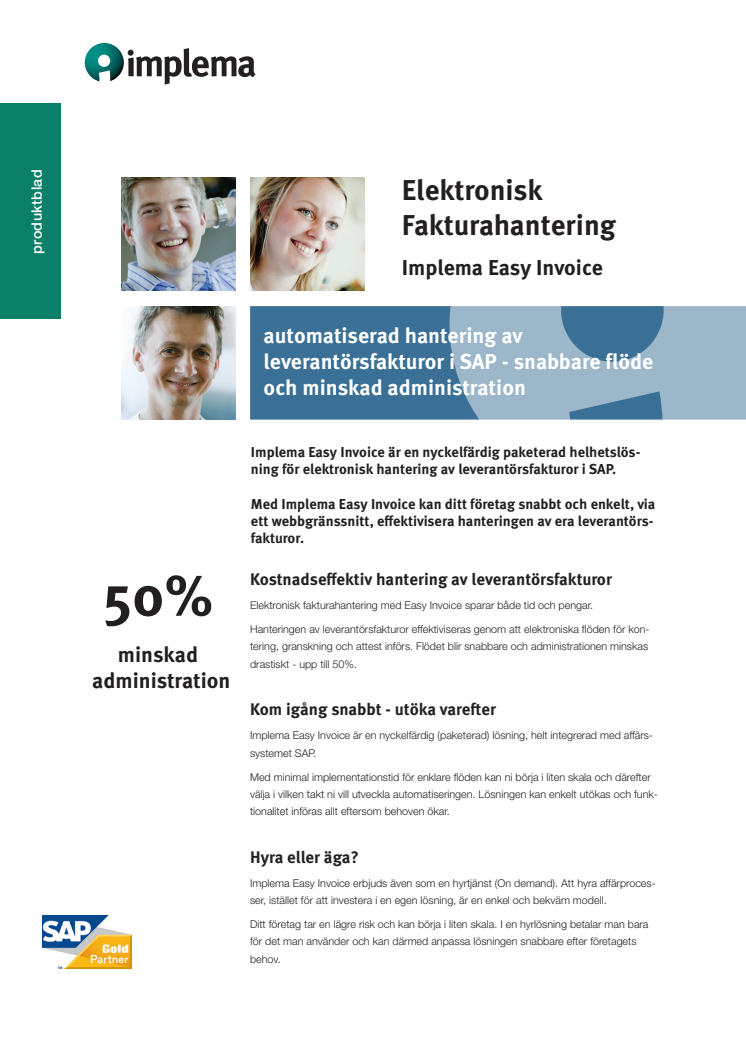 Elektronisk fakturahantering i SAP - Implema Easy Invoice