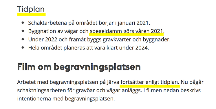 Tidplan för etapp 1