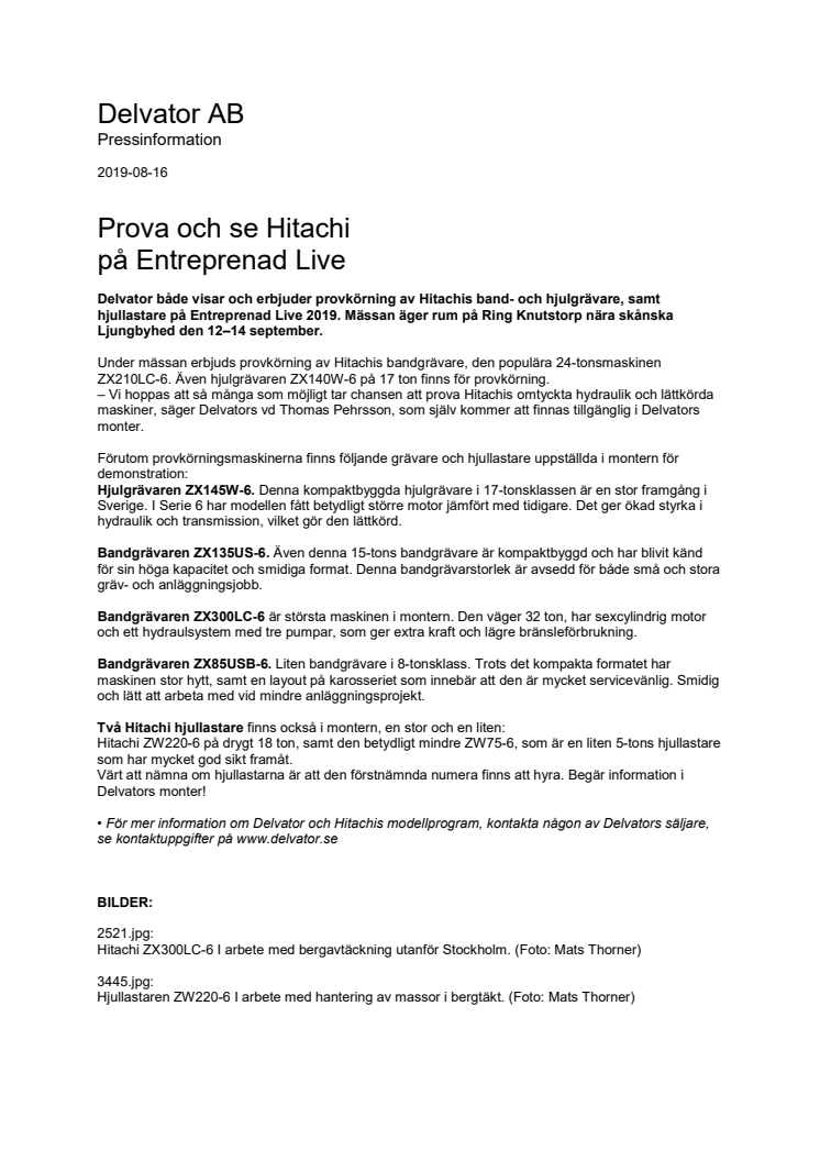 Prova och se Hitachi på Entreprenad Live