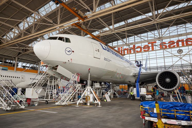 Lufthansa Cargo B777F D-ALFA Sharkskin Technology for Sustainability