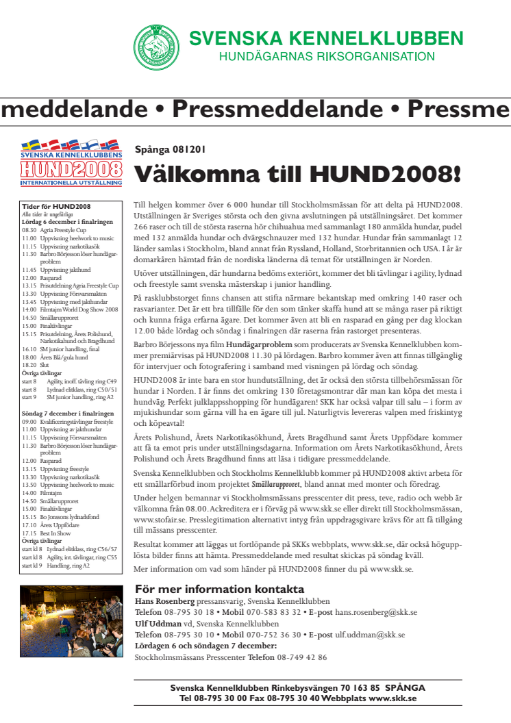 Välkomna till HUND2008