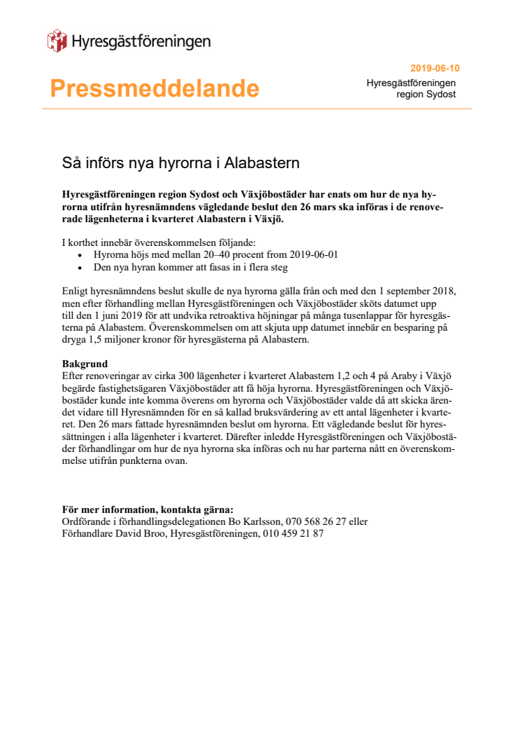 Så införs nya hyrorna i Alabastern