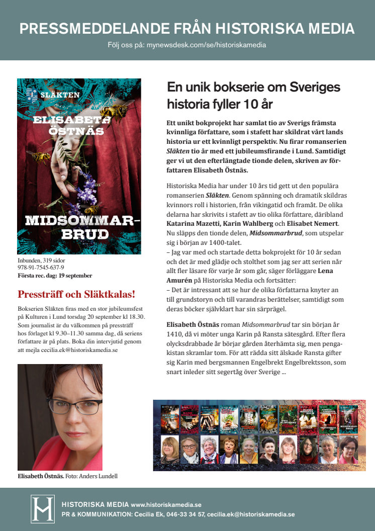 En unik bokserie om Sveriges  historia jubilerar. Nu släpps del 10! 