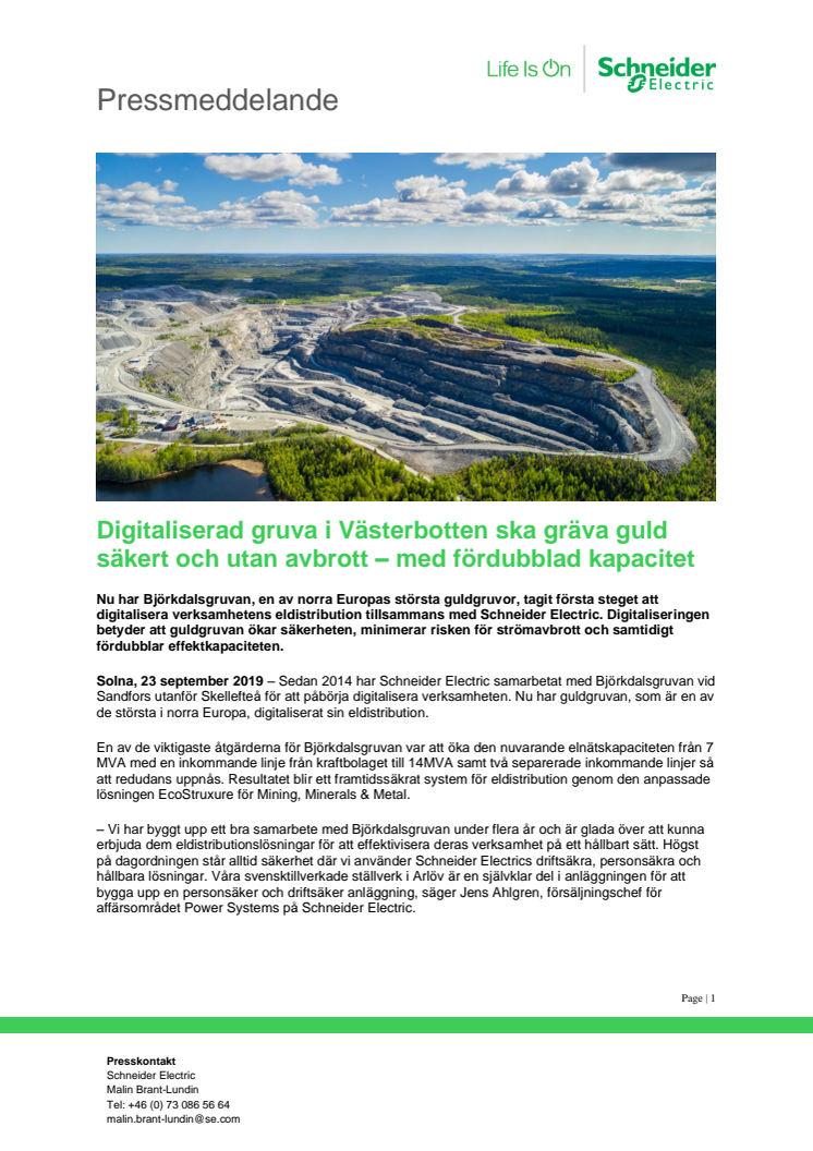 Digitaliserad gruva i Västerbotten ska gräva guld säkert och utan avbrott – med fördubblad kapacitet