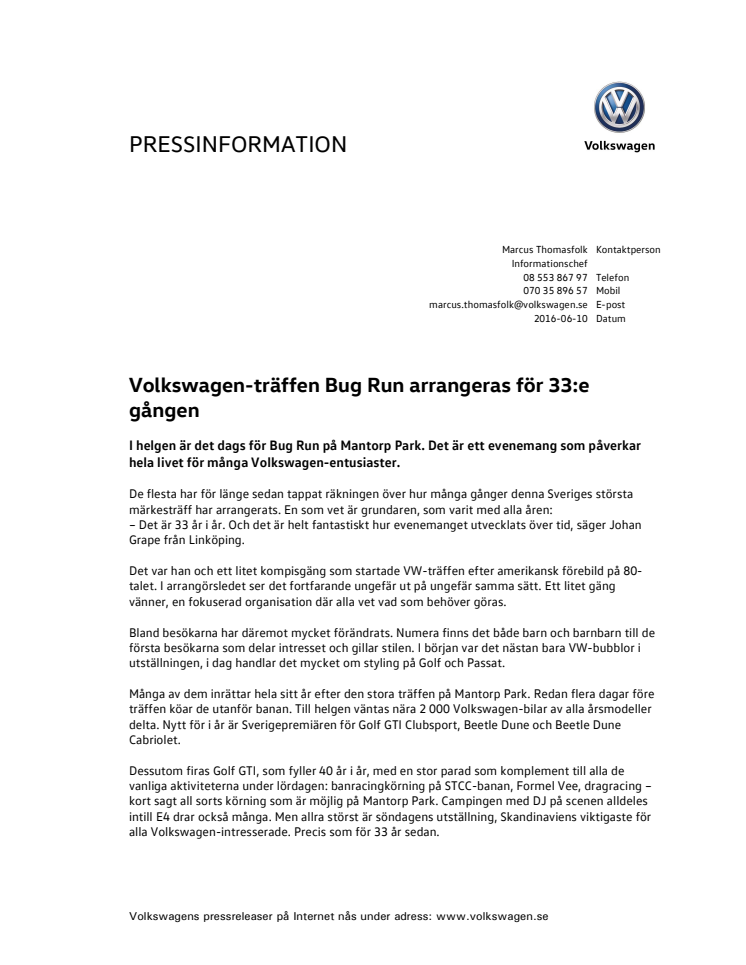 Volkswagen-träffen Bug Run arrangeras för 33:e gången