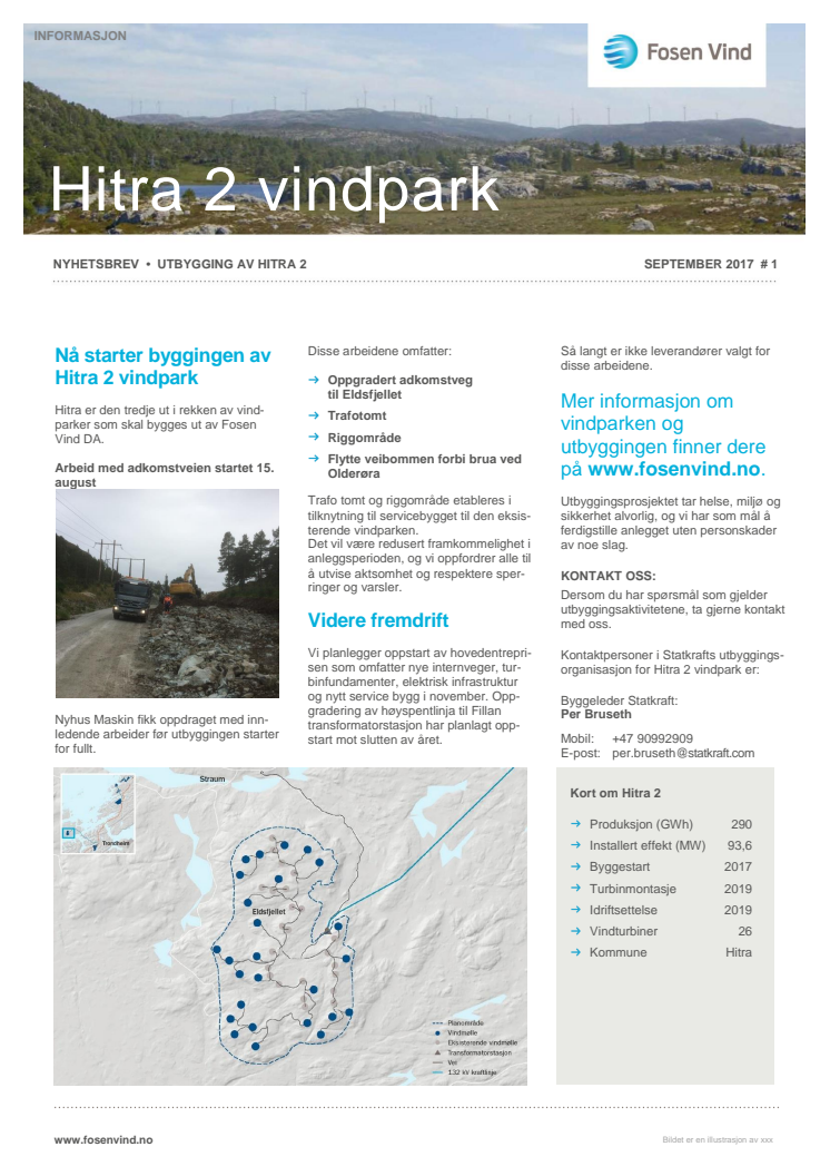 Nyhetsbrev Hitra2 vindpark #1 - 2017