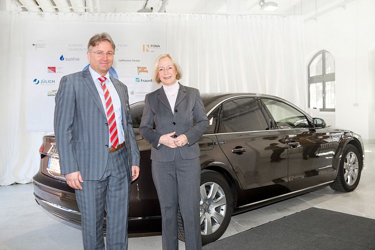 Minister of Research, Prof Dr Johanna Wanka, with her official car - an Audi A8 3.0 TDI quattro