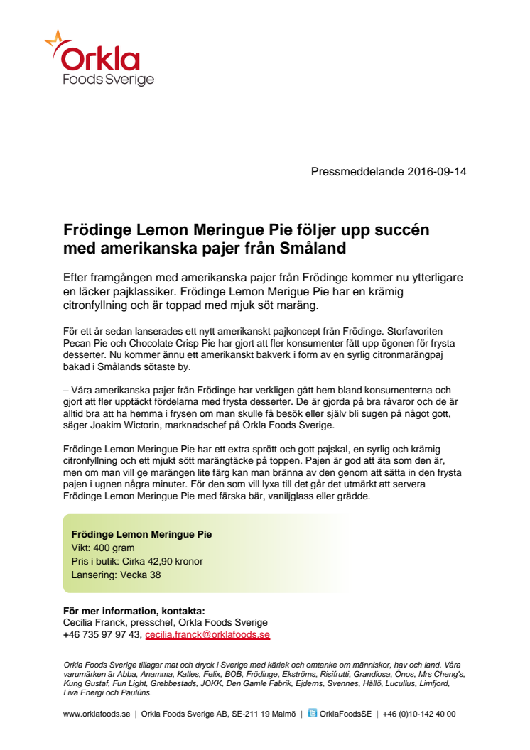Frödinge Lemon Meringue Pie följer upp succén med amerikanska pajer från Småland