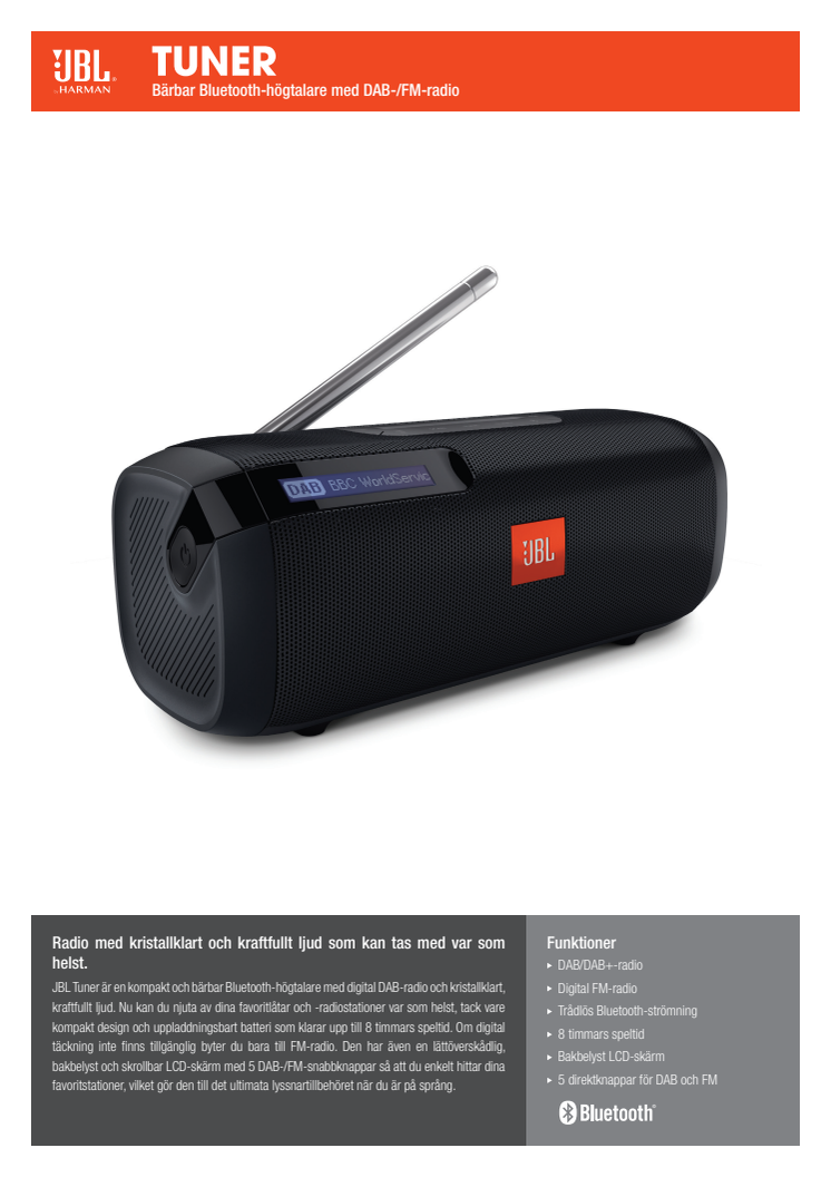 JBL Tuner Spec Sheet