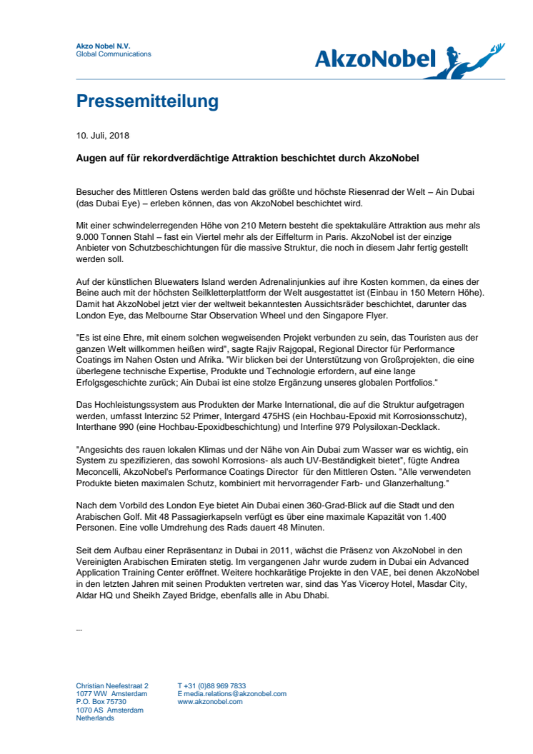 Augen auf für rekordverdächtige Attraktion beschichtet durch AkzoNobel 